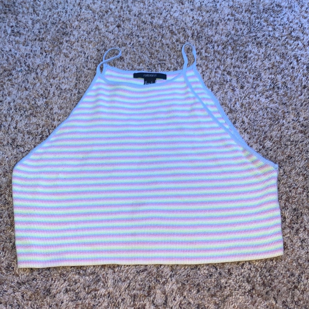 forever 21 striped Large cropped tank top